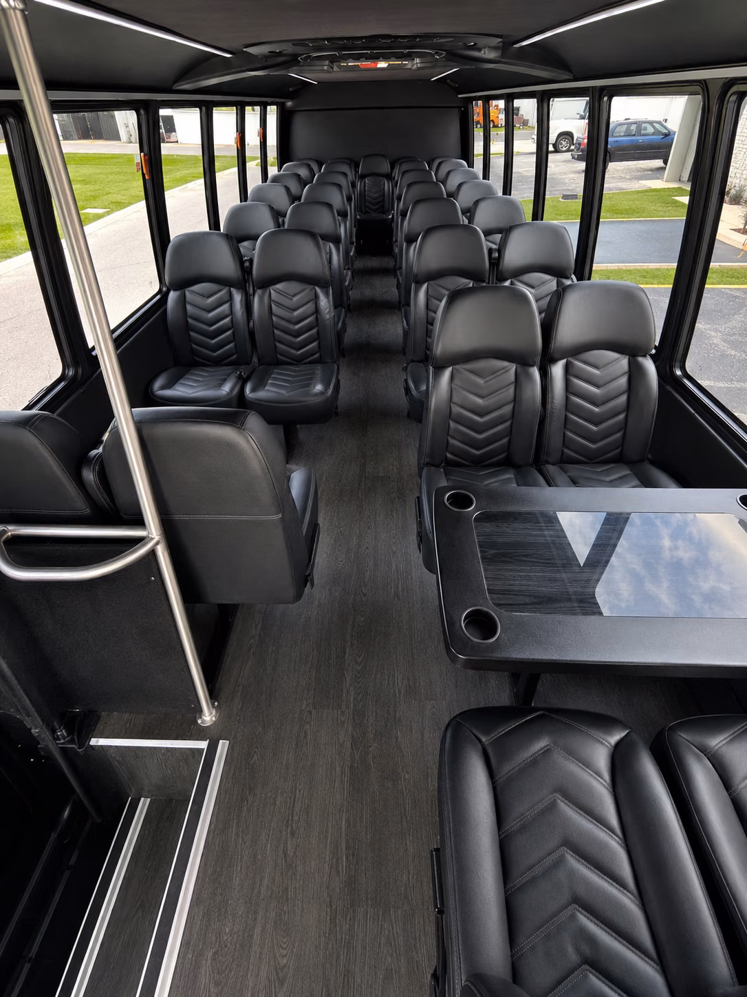 mobile 15 passenger minibus inside