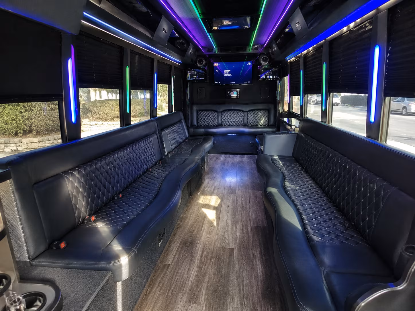 mobile 15 passenger party bus interior