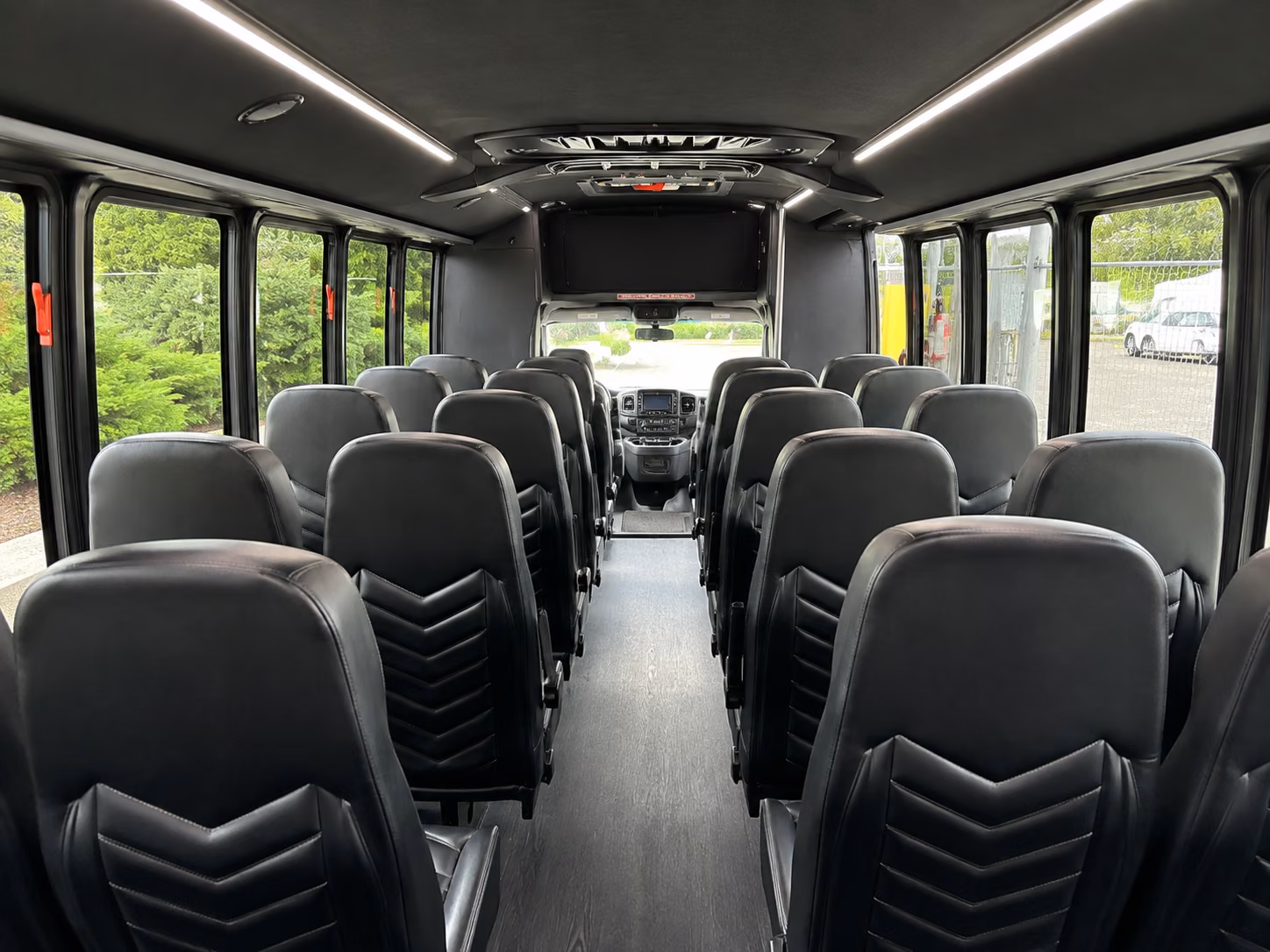 mobile 18 passenger minibus interior