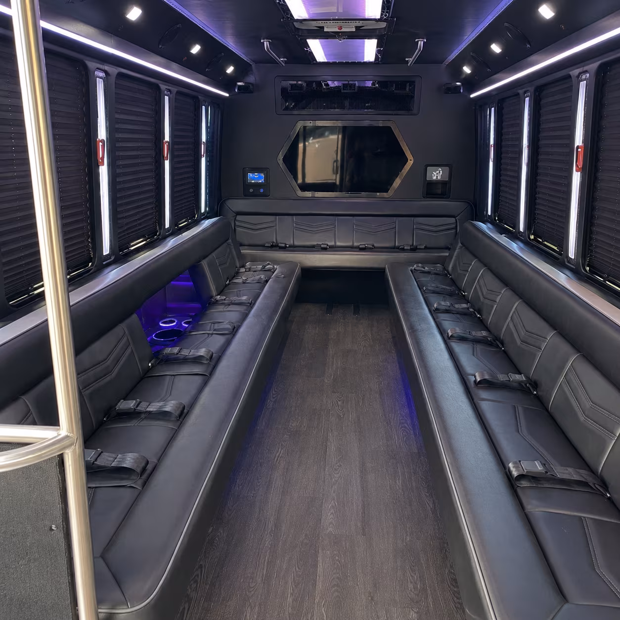 mobile 18 passenger party bus interior