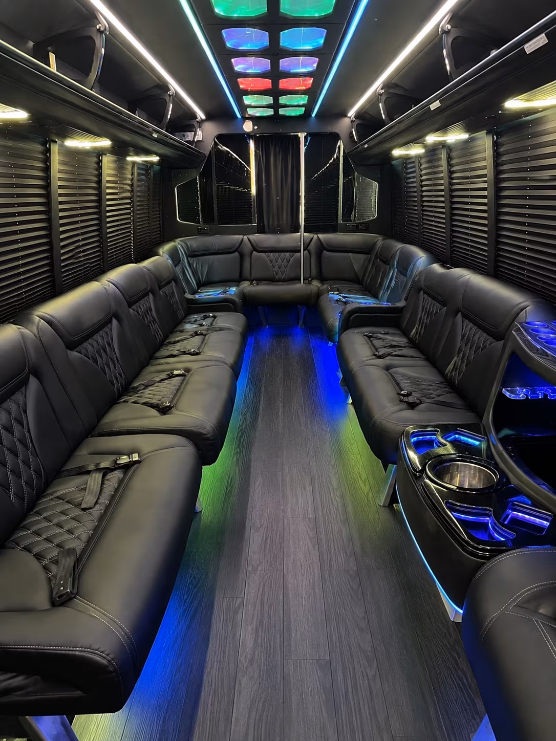 mobile 20 passenger party bus interior