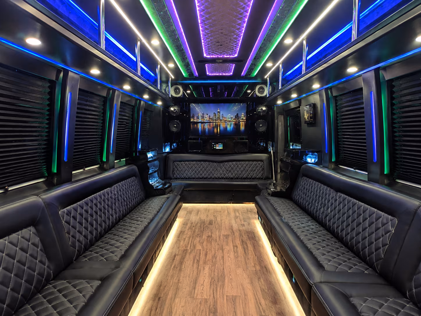 mobile 25 passenger party bus interior
