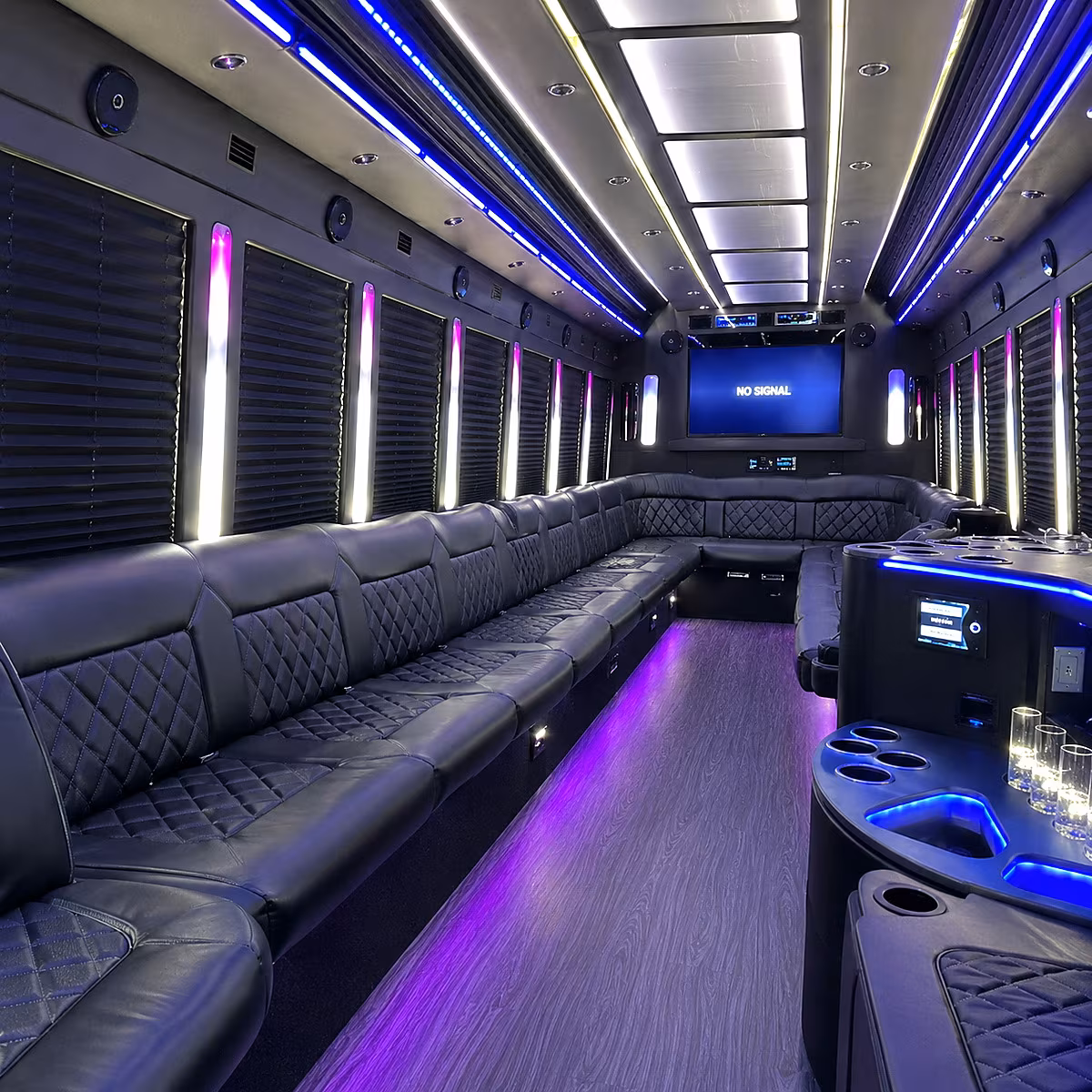 mobile 30 passenger party bus inside