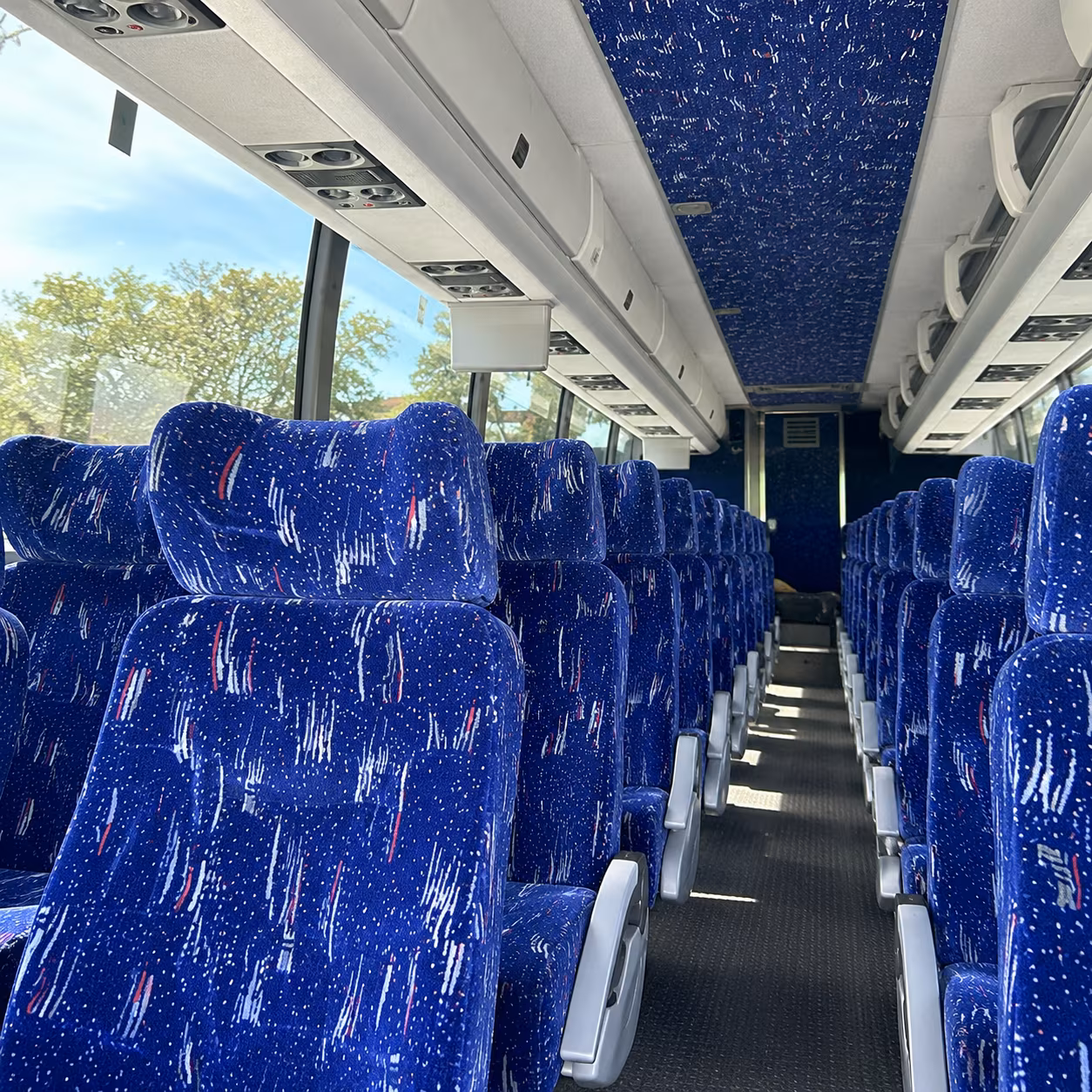 mobile 56 passenger charter bus interior